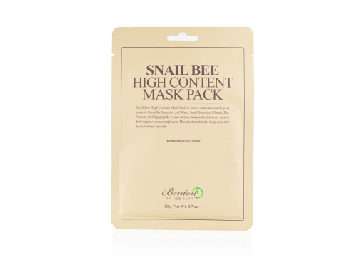 Benton kasvomaski, avaamaton yksittäistuote. Aukirepäistävä pakkaus. (Snail Bee High Content Mask)